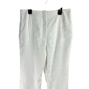 Veronica Beard Pant Jude Straight Leg Linen Blend‎ Off White Women's Size 8